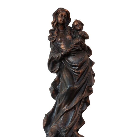 Vintage 92 Handmade Religious Virgin Mary Baby Jesus Wax Wall Sculpture Statue - Picture 2 of 15